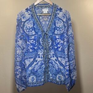 Camilla Blue and White Paisley Blouse